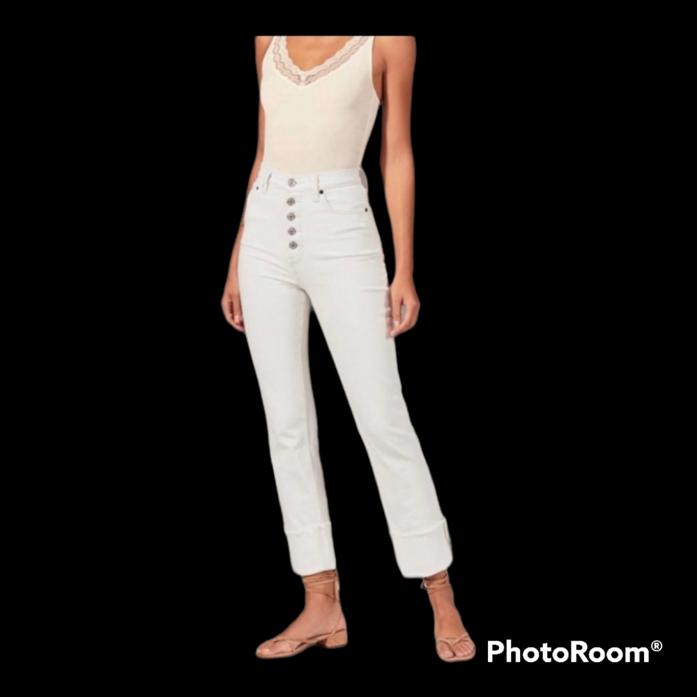 Abercrombie & Fitch white ultra high rise straight size 12r (31) button fly